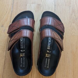 Proenza Schouler x Birkenstock Arizona slides sandals, red and black